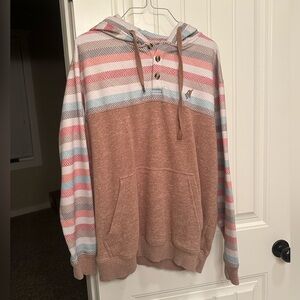 Hooey Striped Hoodie - Pink and Brown